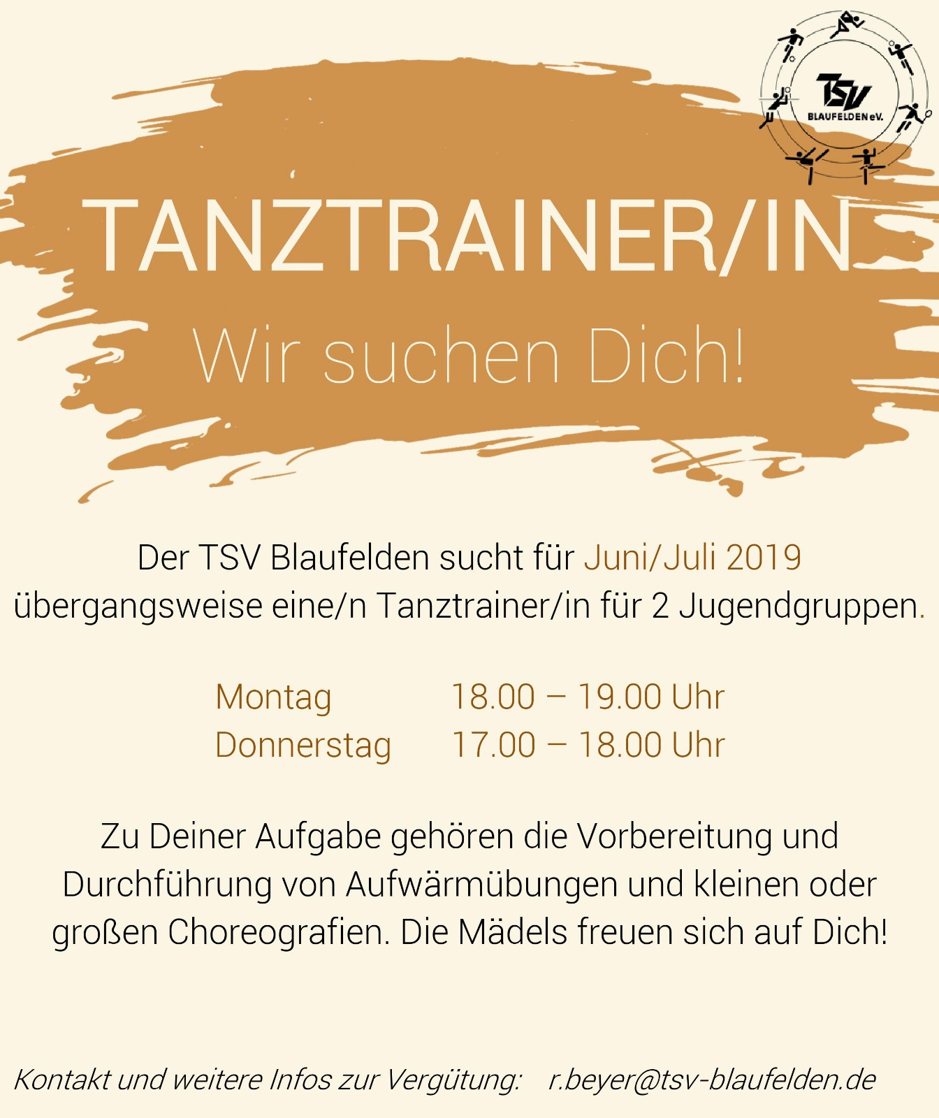 Tanztrainer/in gesucht