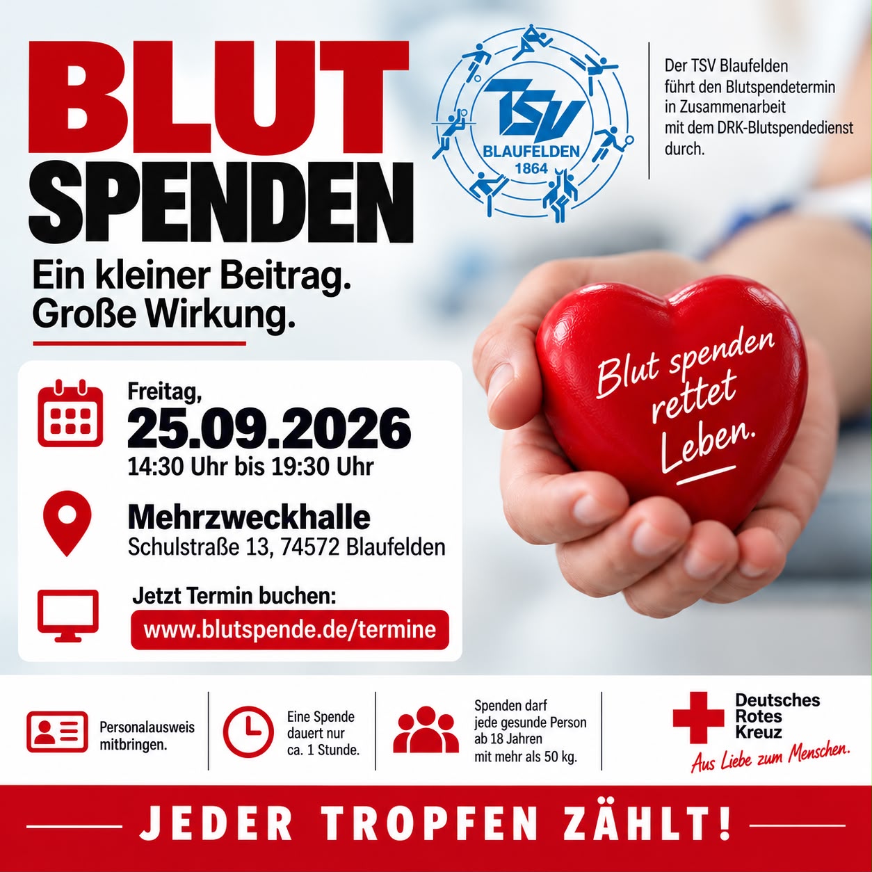 Blutspende in Blaufelden am 25.09.2026 Blutspende in Blaufelden am 25.09.2026